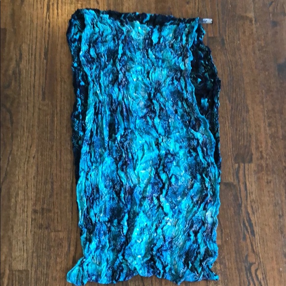 Express Accessories - Express Teal and Navy Snake Print Infinty Scarf